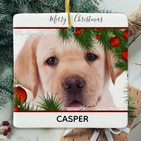 Yellow Lab Christmas - Cute Dog Puppy Labrador Ceramic Ornament