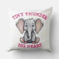 Tiny Thunder, Big Heart Elephant Throw Pillow