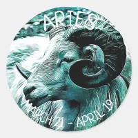 Horoscope sign Aries Classic Round Sticker