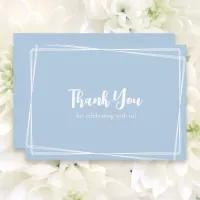 Light Blue Stylish Script Geometric Frame Wedding Thank You Card