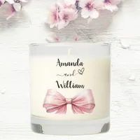 Pink bow wedding scented candle