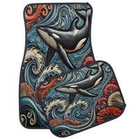 Majestic Whales: Deep Sea Serenity Car Floor Mat