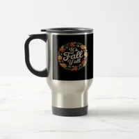 It’s Fall Y’all Halloween Bats Pumpkin Trendy Travel Mug