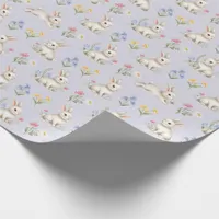 Cute Bunnies and Wildflowers Pattern Wrapping Paper