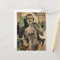Beautiful Retro Corset Woman Collage Postcard