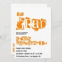 Orange Grunge Typography Graduation Party Invitati Invitation