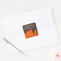 Rustic Orange Daisy Country Wedding Save the Date Square Sticker