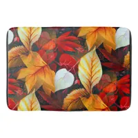 Realm of Foliage with Maple Leaves in Warm Colors Bath Mat