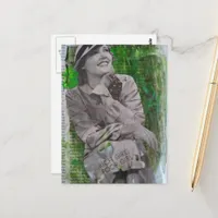 vintage rich poor girl woman Mixed media collage Postcard