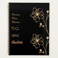 Black gold floral motivational quote 2026 planner