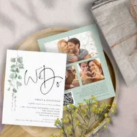 BUDGET Eucalyptus We Do 3 photo QR Wedding Invite