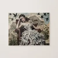 Funny Quote Vintage Woman in a Fork Dress  Jigsaw Puzzle