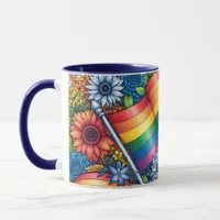 LGBTQIA+ Pride Flags, Rainbows, Flowers Mug