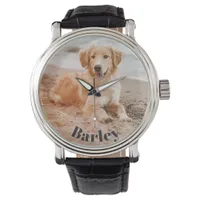 Minimalist Modern Stylish Pet Dog Photo Name Watch