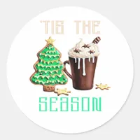 Tis The Season Christmas Classic Round Sticker