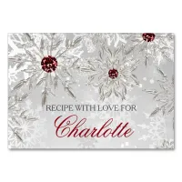 silver snowflakes winter bridal shower recipe card