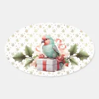 Bird and Present Christmas Sticker