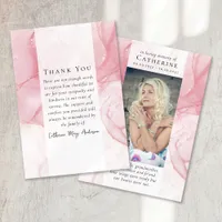 Pink Marble Photo Sympathy Funeral Memorial Thank You Card