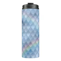 Pastel Rainbow Glitter Dragon Scale Pattern Thermal Tumbler
