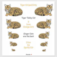 Orange Striped Tabby Cats Lg Sticker Set