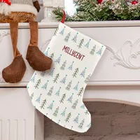 Cute hand drawn Christmas trees Small Christmas Stocking