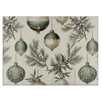 Sage Greenand Gold Christmas Ornaments Poinsettias Cutting Board