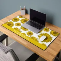 Yellow Scattered Sunflowers Desk Mat