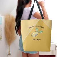 Lemon Summer Yellow Modern Cute Kitschy Fun Name Tote Bag