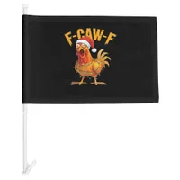 F-Caw-F Chicken Christmas Essential Car Flag