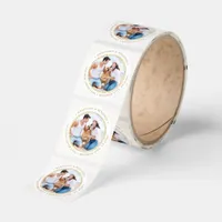 Custom Photo Elegant Wedding Gold Return Address Classic Round Sticker