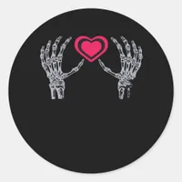 Skeleton Hands Heart Cute Classic Round Sticker