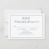 Elegant Navy Blue and White Wedding RSVP