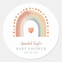 Boho Rainbow Baby Shower Sticker – Watercolor Roun