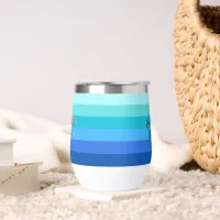 Summer Fresh Blue Striped  Thermal Wine Tumbler