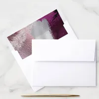 Modern Cassis Wine Metallic Paint Strokes Envelope Liner