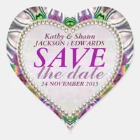 Rainbow Crystals Save the Date Heart Stickers