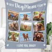 Best Dog Mom Ever Personalized 9 Photo Collage Fleece Blanket