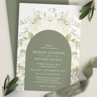 Ivory And Sage Arch Elegant Floral Wedding Invitation