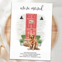 We've Moved Golden Retriever Red Door Dog Moving Announcement
