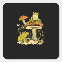 Frog Mushroom Cottagecore Aesthetic Goblincore Cut Square Sticker