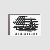 *~* Deer Forest Pines Modern AP27  American Flag Car Magnet