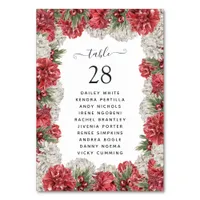 Burgundy and White Floral Wedding Table Number
