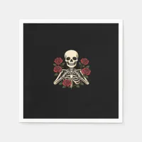 Skeleton Heart Hands With Red Roses – Romantic Got Napkins