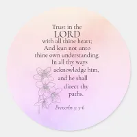 Trust in the Lord Bible Verse Floral Watercolor Classic Round Sticker