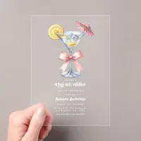 Tini Bit Older Chic Pink Martini Birthday Party Acrylic Invitations