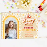 Six Groovy Years 6th Birthday Photo Invitation | R