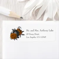 Vintage Black and Orange Floral Wedding Label