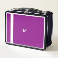 Contemporary Modern Purple Minimalist Monogrammed Metal Lunch Box