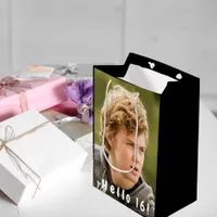 16th birthday custom photo hello 16 boy medium gift bag