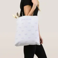 White violet monogram initials name tote bag